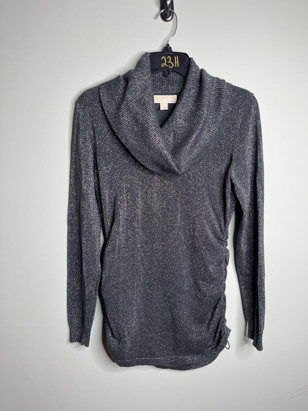 Michael Kors Gray Metallic Cowl Neck Sweater Medium